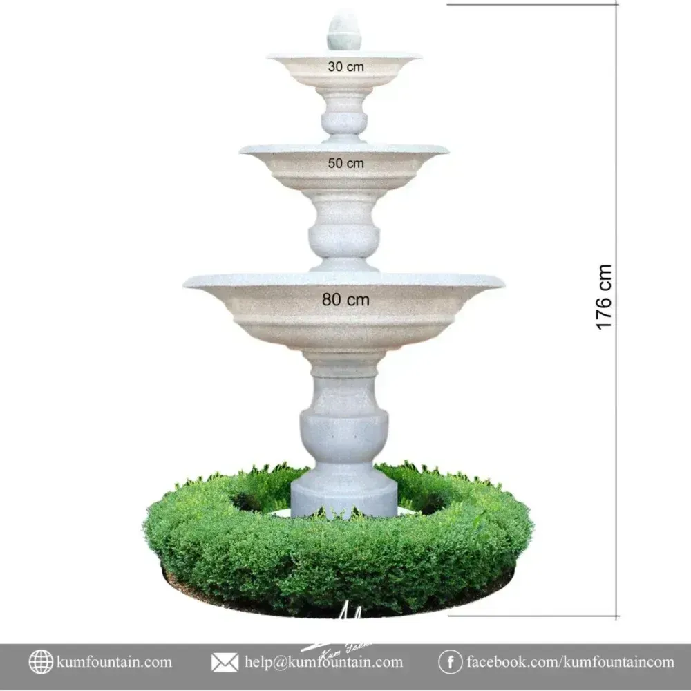 đài phun nước 3 tầng không bệ cao 176 cm