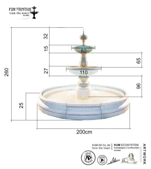 đài phun nước 3 tầng trang trí Kum Fountain