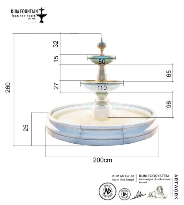 đài phun nước 3 tầng trang trí Kum Fountain