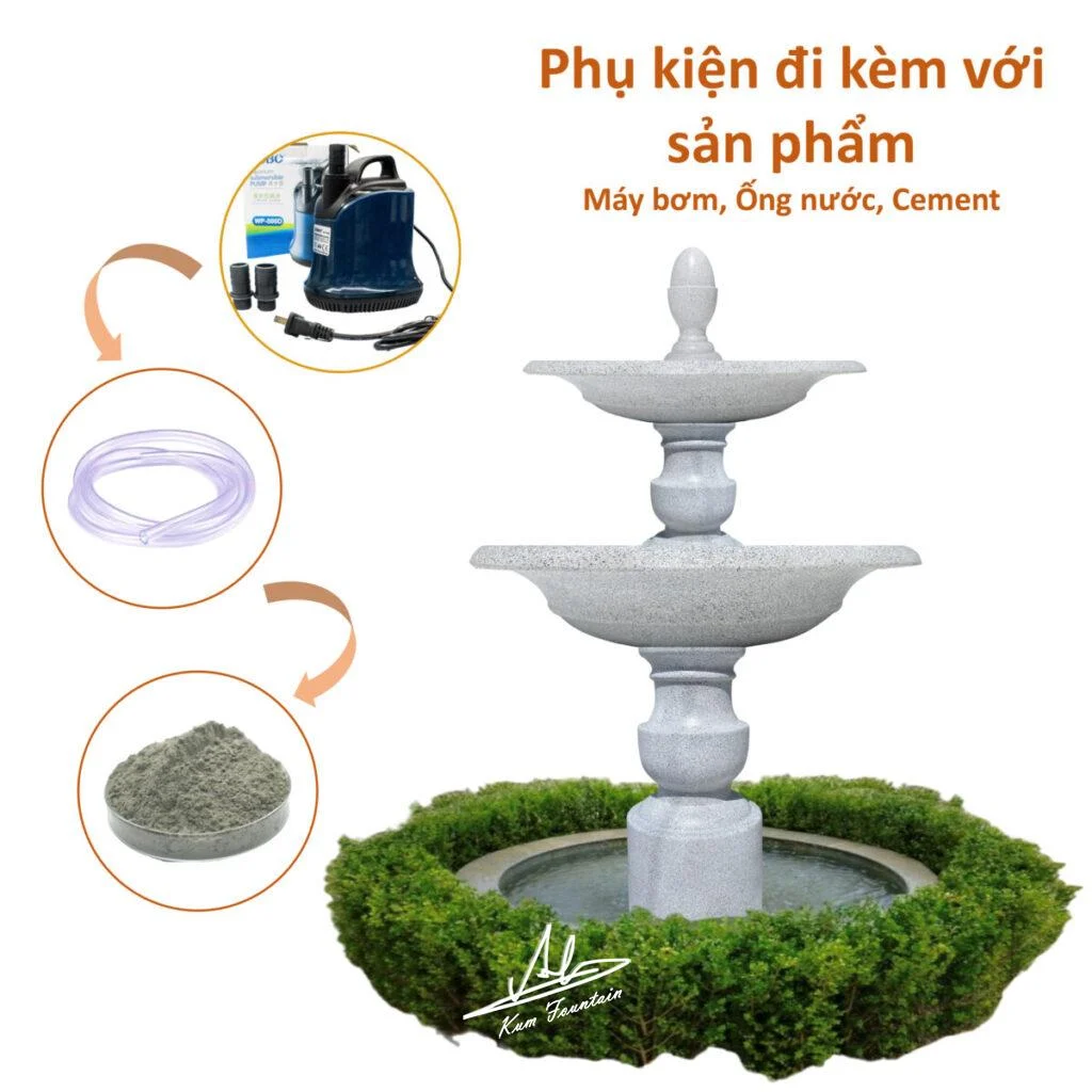 đài phun nước bằng đá trang trí đặt tại nhà hàng