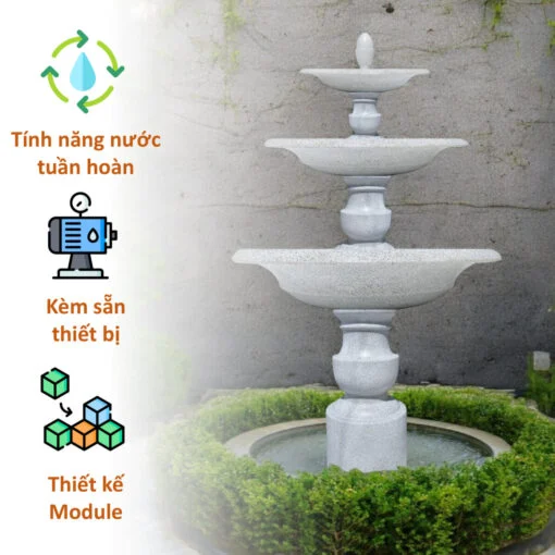 đài phun nước hồ cá sân vườn tại trường học