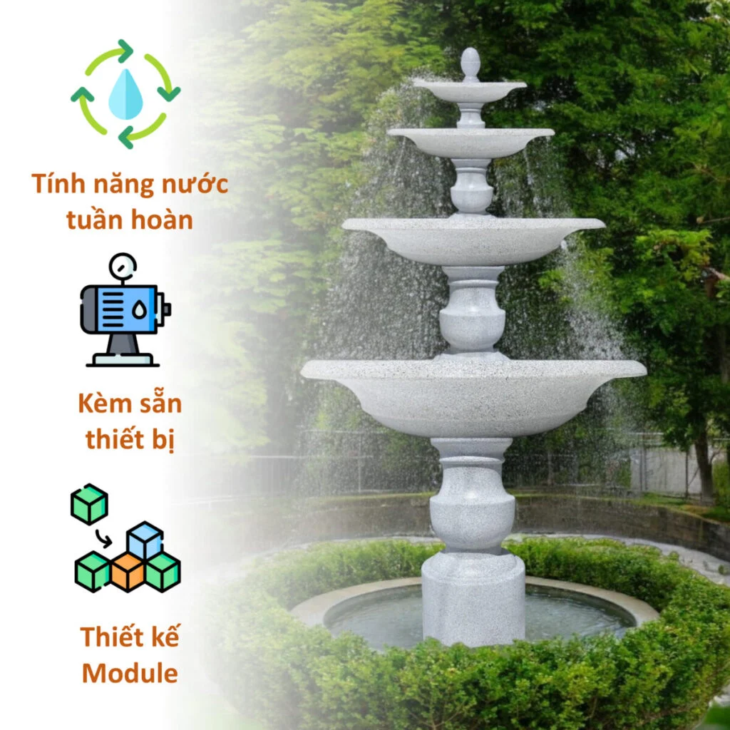hình ảnh đài phun nước tầng đặt tại khu du lịch