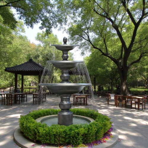 hình ảnh đài phun nước đúc đá đúc quán café