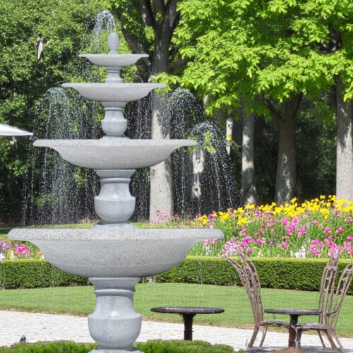 đài phun nước công viên hoàng văn thụ bằng đá đúc đặt trên ban công