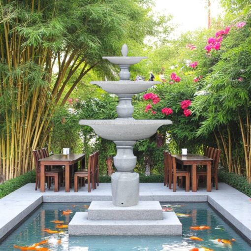 thiết kế đài phun nước mini đúc đá đúc đặt tại khu du lịch