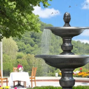 đài phun nước nhỏ trang trí sân vườn đặt tại khu du lịch