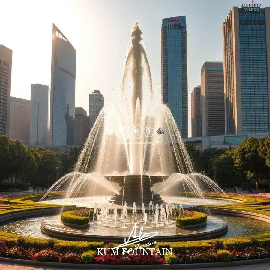 đài phun nước lớn tại đô thị hiện đại
