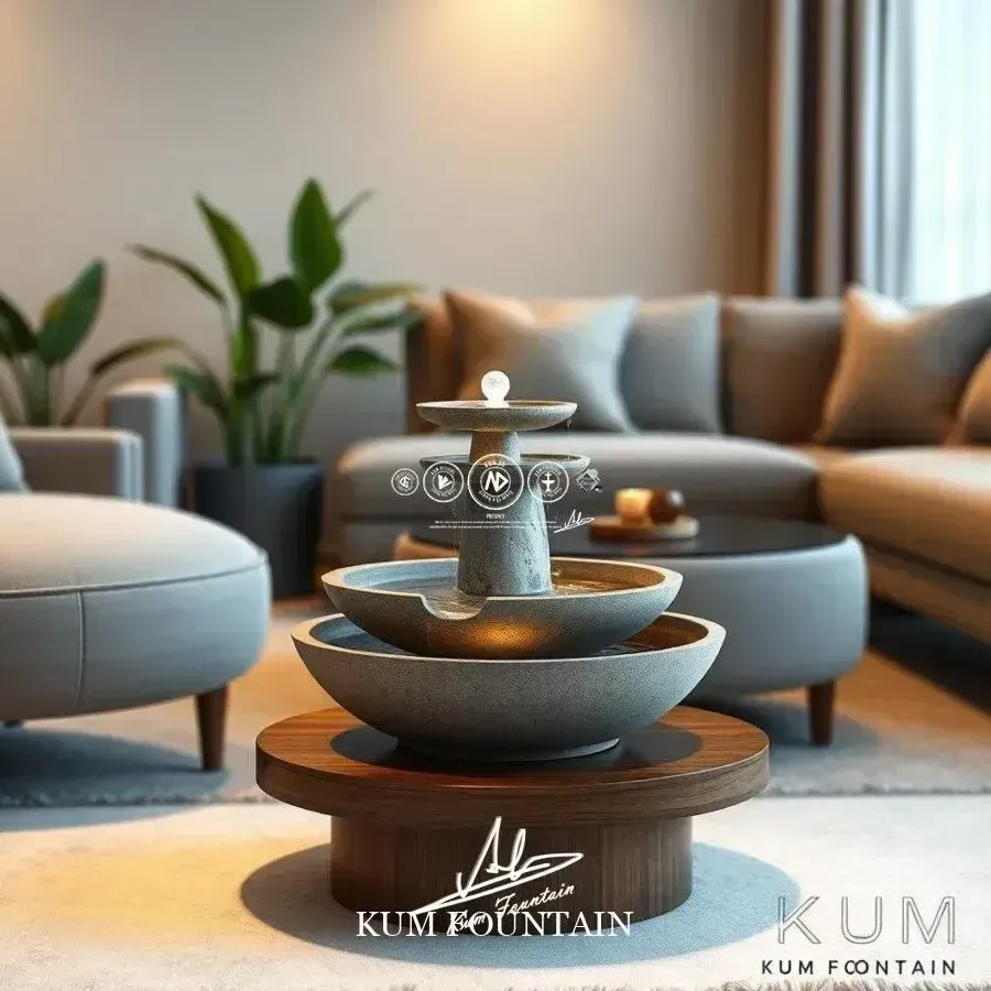 đài phun nước mini trong phòng khách