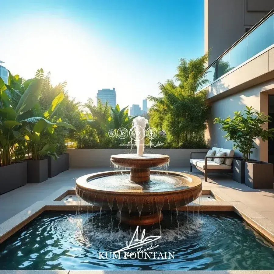 đài phun nước sân thượng tạo không gian thư giãn