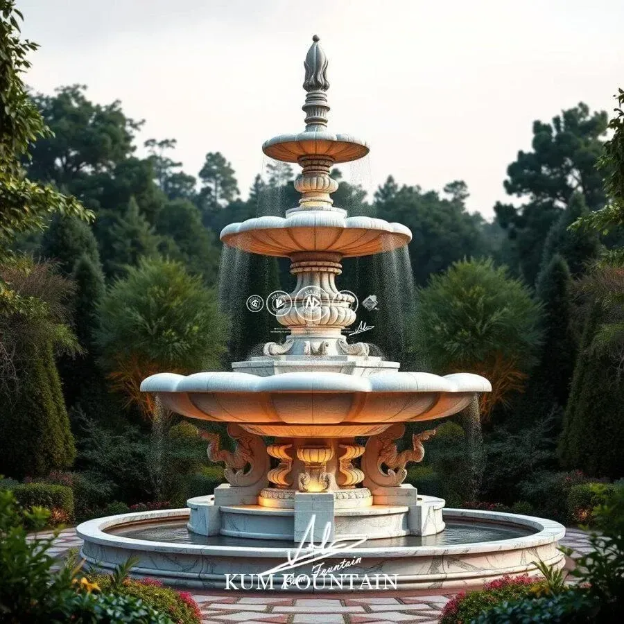 đài phun nước sân vườn cao cấp với chất liệu đá cẩm thạch