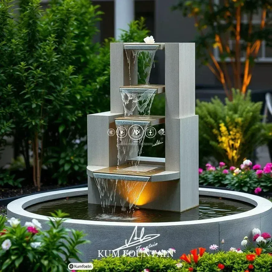 mẫu đài phun nước sân vườn dạng tầng