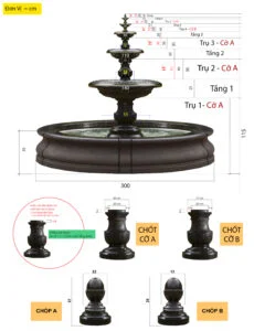 đài phun nước sợi thủy tinh nhẹ dễ di chuyển