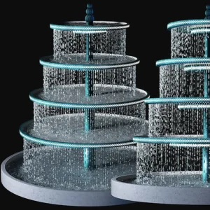 thác nước giả sơn kết hợp cây xanh tưới tự động