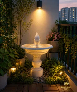tiểu cảnh ban công có đài phun nước